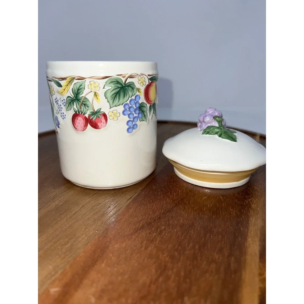 Ceramic Fruit Jar with Grape Lid Kitchen Storage Container